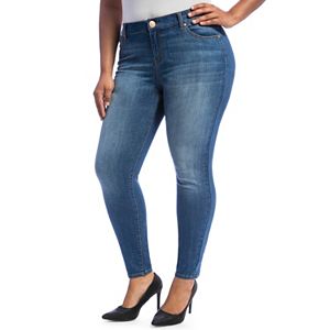 Juniors' Plus Size Crave Faded Skinny Jeans