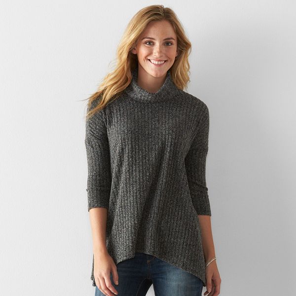 Women's Sonoma Goods For Life® Shark-Bite Hem Turtleneck Sweater