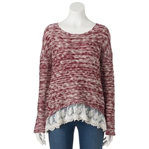 Juniors' Rewind Scalloped Crochet Pullover Top