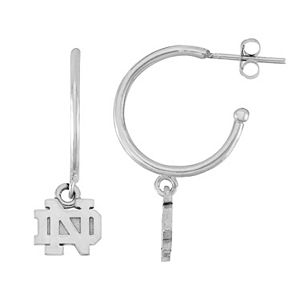 Dayna U Sterling Silver Notre Dame Fighting Irish Half Hoop Earrings
