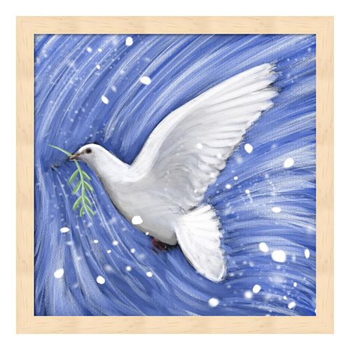 Metaverse Art Dove In The Winter Wind Framed Wall Art