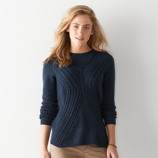 Women's Sonoma Goods For Life® Cable-Knit Crewneck Sweater
