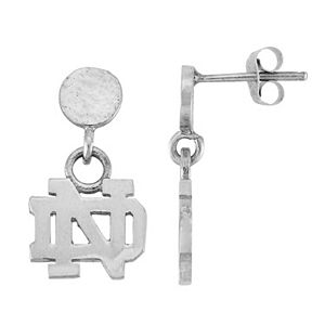 Dayna U Sterling Silver Notre Dame Fighting Irish Hammered Post Drop Earrings