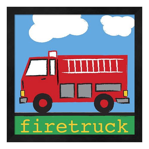 Metaverse Art Red Firetruck Framed Wall Art