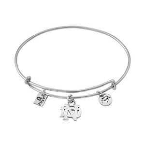 Dayna U Sterling Silver Notre Dame Fighting Irish Charm Adjustable Bangle Bracelet
