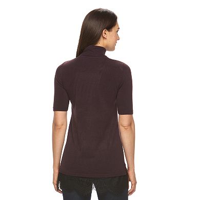 Women's Apt. 9® Lace-Hem Turtleneck Tunic Sweater