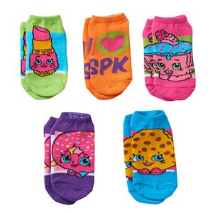 Girls 4-16 Shopkins D'Lish Donut, Lippy Lips & Kooky Cookie 5-pk. No-Show Socks