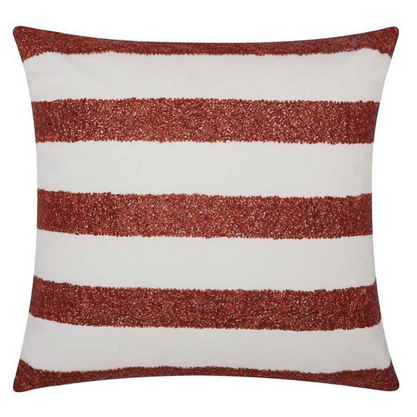 Mina Victory Beaded Stripes Indoor / Outdoor Throw Pillow