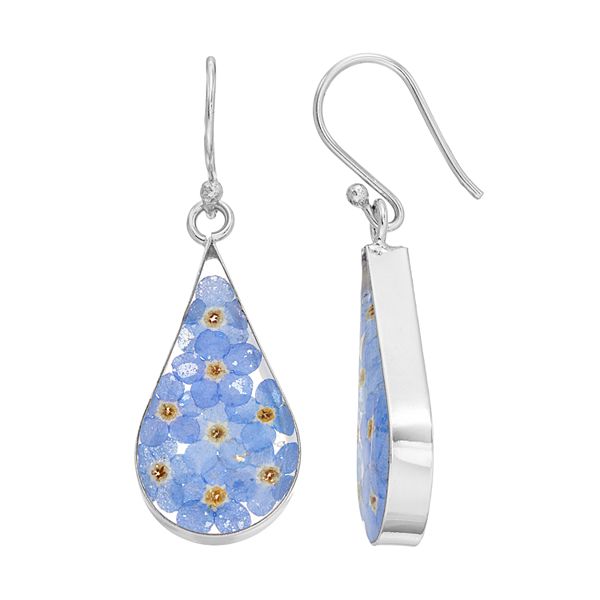 Unique electrocoating translucent teardrop-shape real flowers earrings are the best gift for your mom