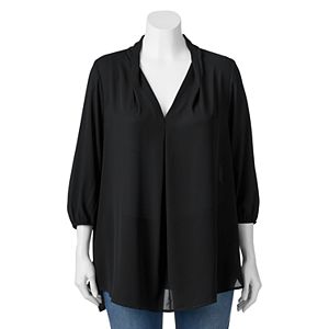 Juniors' Plus Size About A Girl Pleated V-Neck Top