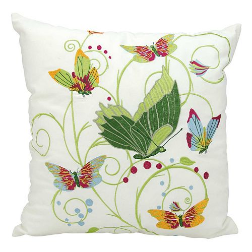 Kathy Ireland Fantasy Butterflies Indoor / Outdoor Throw Pillow