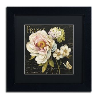 Trademark Fine Art Marche de Fleurs on Black Black Framed Wall Art