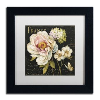 Trademark Fine Art Marche de Fleurs on Black Black Framed Wall Art