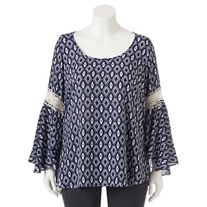 Juniors' Plus Size HeartSoul Bell-Sleeve Peasant Top