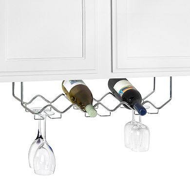 Spectrum Under Cabinet Wine Bottle Rack and Stemware Holder