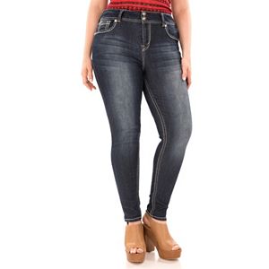 Juniors' Plus Size Wallflower Snowflake Curvy Skinny Jeans