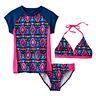 Girls 7-16 SO® 3-pc. Geometric Bikini & Rashguard Swimsuit Set