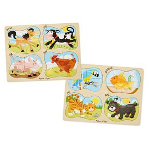 Melissa & Doug Pets & Farm 4-in-1 Peg Puzzle Bundle