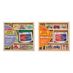 Melissa & Doug Dinosaurs & Vehicles Stamp Set Bundle