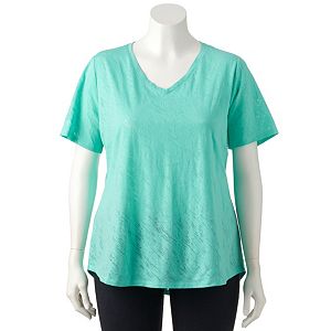 Plus Size Tek Gear® Easy Burnout V-Neck Yoga Tee
