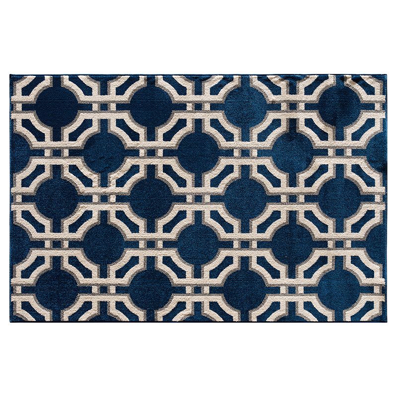 Loomaknoti Terrace Tropic Dolliver Geo Indoor Outdoor Rug, Blue, 6.5X9.5 Ft