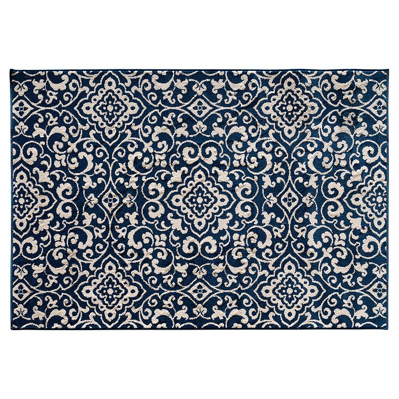 Loomaknoti Terrace Tropic McBee Scroll Indoor Outdoor Rug, Blue, 6.5X9.5 Ft