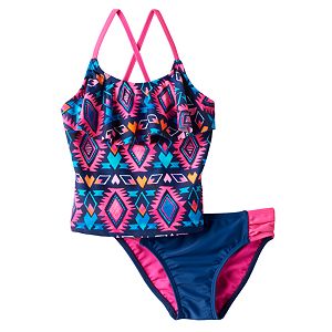 Girls 4-6x SO® Tribal Print 2-pc. Asymmetrical Tankini Swimsuit Set