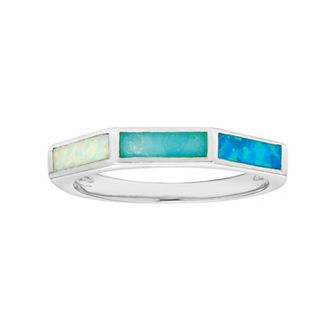 Sterling Silver Lab-Created Opal & Larimar Ring