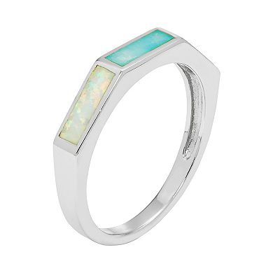 Sterling Silver Lab-Created Opal & Larimar Ring