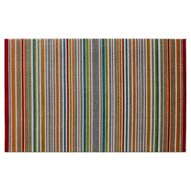 Loomaknoti Terrace Tropic Santee Striped Indoor Outdoor Rug, Red, 8X10 Ft