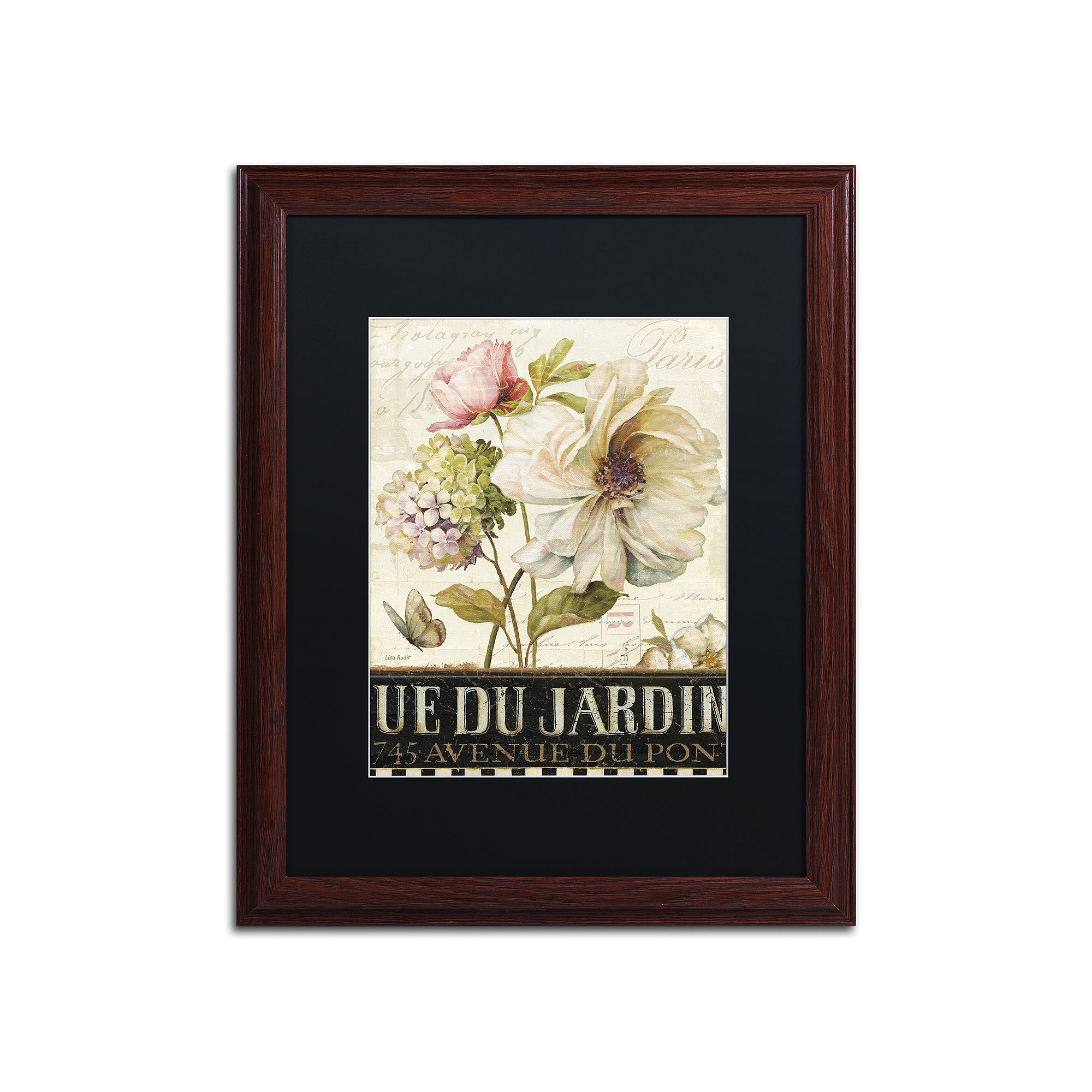 Trademark Fine Art Marche de Fleurs II Wood Finish Framed Wall Art, Green