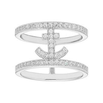 Sterling Silver Cubic Zirconia Anchor Ring
