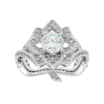 Sterling Silver Cubic Zirconia Flower Ring