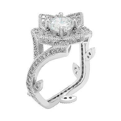 Sterling Silver Cubic Zirconia Flower Ring