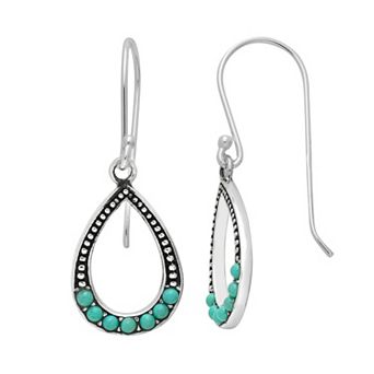 Sterling Silver Simulated Turquoise Teardrop Earrings