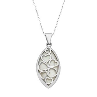 Sterling Silver Mother-of-Pearl Reversible Marquise Pendant Necklace