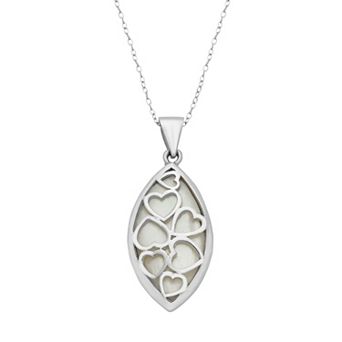 Sterling Silver Mother-of-Pearl Reversible Marquise Pendant Necklace