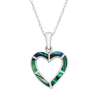 Sterling Silver Abalone Heart Pendant Necklace