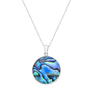 Sterling Silver Abalone Reversible Tree Of Life Pendant Necklace