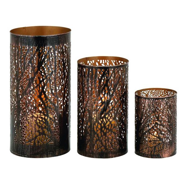 Metal Tree Branch Hurricane Candle Holder 3 Piece Set