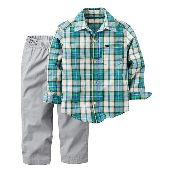 Baby Boy Carter's Plaid Shirt & Solid Pants Set