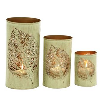 Elm Leaf Metal Candle Holder 3 pc Set