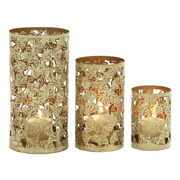 Gold Candle Holders For Pillar Candles Ginkgo Leaves ciudaddelmaizslp