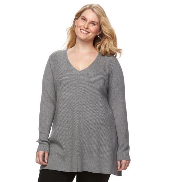 Plus Size Croft & Barrow® Ribbed Tunic Sweater