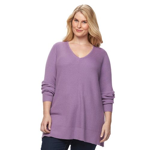 Plus Size Croft & Barrow® Ribbed Tunic Sweater