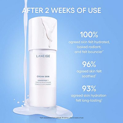 LANEIGE Cream Skin Refillable Milky Toner with Ceramides and Peptides
