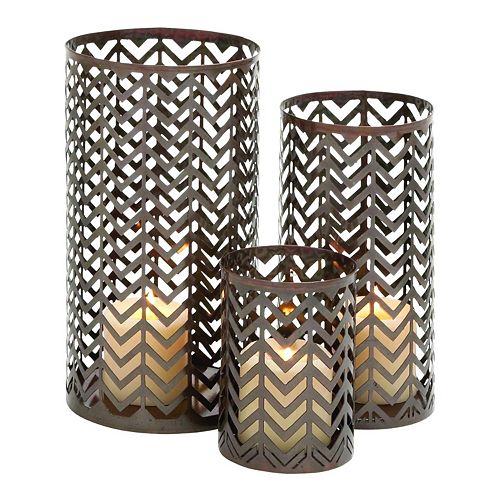 Chevron Metal Candle Holder 3-piece Set