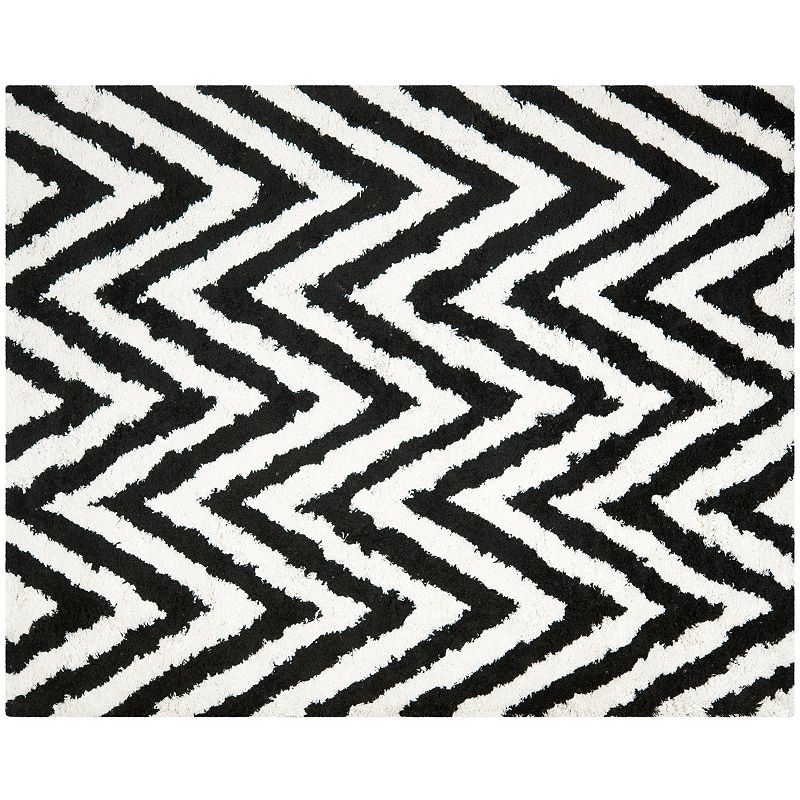 Safavieh Chevron Shag Rug, White, 5X8 Ft