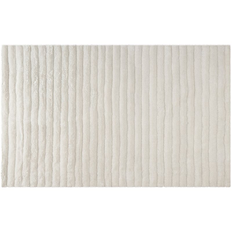 Safavieh 3D Deluxe Striped Shag Rug, White, 3.5X5.5 Ft