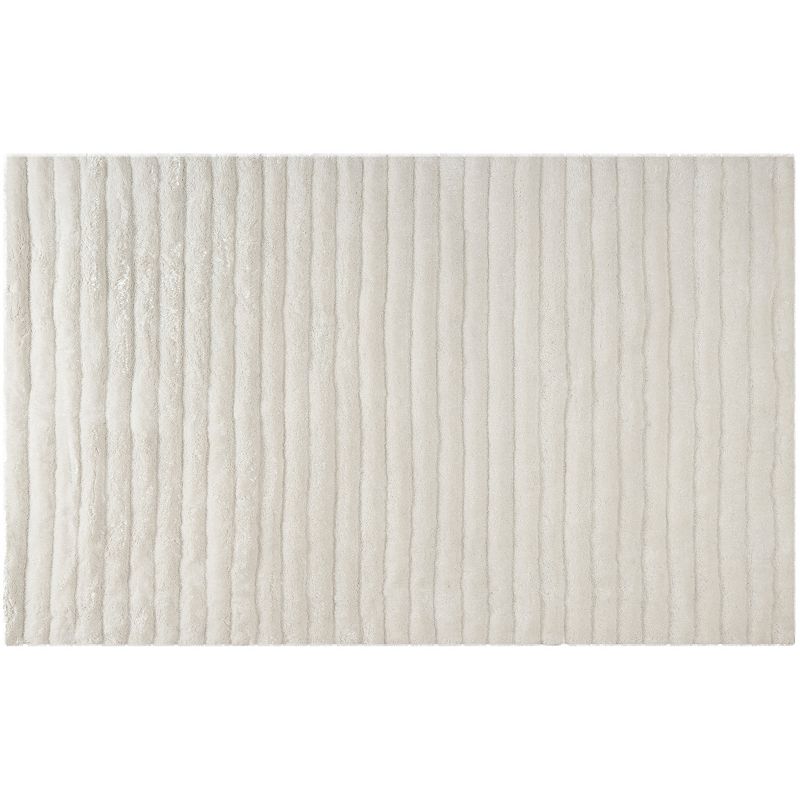 Safavieh 3D Deluxe Striped Shag Rug, White, 6FT Sq